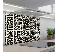 KitchenYeah© Crédence Adhésive Cuisine 60x90 cm Résistant À La Chaleur Plaque Adhesif Fond De Hotte Interieur Cuisson Sur Mesure Géométrique - Figures - Noir