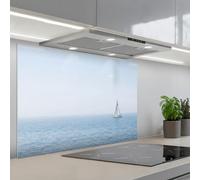 KitchenYeah© Crédence Adhésive Cuisine 60x90 cm Résistant À La Chaleur Plaque Adhesif Fond De Hotte Interieur Cuisson Sur Mesure Horizon - Voilier - Mer