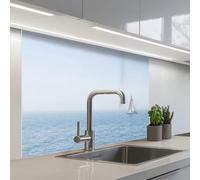 KitchenYeah© Crédence Adhésive Cuisine 80x100 cm Résistant À La Chaleur Plaque Adhesif Fond De Hotte Interieur Cuisson Sur Mesure Horizon - Voilier - Mer