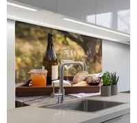 KitchenYeah© Crédence Adhésive Cuisine 80x100 cm Résistant À La Chaleur Plaque Adhesif Fond De Hotte Interieur Cuisson Sur Mesure Pique-nique - Vin - Plateau de fromage