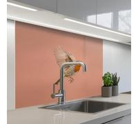 KitchenYeah© Crédence Adhésive Cuisine 80x100 cm Résistant À La Chaleur Plaque Adhesif Fond De Hotte Interieur Cuisson Sur Mesure Robin - Nature - Rose