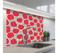 KitchenYeah© Crédence Adhésive Cuisine 80x100 cm Résistant À La Chaleur Plaque Adhesif Fond De Hotte Interieur Cuisson Sur Mesure Pommes - Rouge - Points