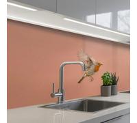 KitchenYeah© Crédence Adhésive Cuisine 80x150 cm Résistant À La Chaleur Plaque Adhesif Fond De Hotte Interieur Cuisson Sur Mesure Robin - Nature - Rose