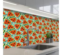 KitchenYeah© Crédence Adhésive Cuisine 80x150 cm Résistant À La Chaleur Plaque Adhesif Fond De Hotte Interieur Cuisson Sur Mesure Pastèque - Été - Fruit