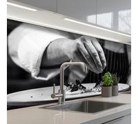 KitchenYeah© Crédence Adhésive Cuisine 80x150 cm Résistant À La Chaleur Plaque Adhesif Fond De Hotte Interieur Cuisson Sur Mesure Chef - garniture - plat