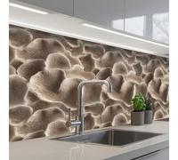 KitchenYeah© Crédence Adhésive Cuisine 80x150 cm Résistant À La Chaleur Plaque Adhesif Fond De Hotte Interieur Cuisson Sur Mesure Forme éventail - Beige - Texture fibre