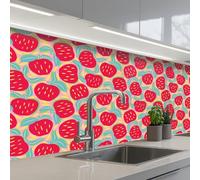 KitchenYeah© Crédence Adhésive Cuisine 80x150 cm Résistant À La Chaleur Plaque Adhesif Fond De Hotte Interieur Cuisson Sur Mesure Pommes - Rouge - Points