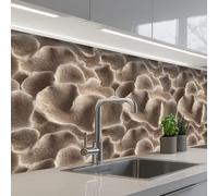 KitchenYeah© Crédence Adhésive Cuisine 80x200 cm Résistant À La Chaleur Plaque Adhesif Fond De Hotte Interieur Cuisson Sur Mesure Forme éventail - Beige - Texture fibre