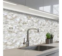 KitchenYeah© Crédence Adhésive Cuisine 80x200 cm Résistant À La Chaleur Plaque Adhesif Fond De Hotte Interieur Cuisson Sur Mesure Blanc - Traits de pinceau - Effet de relief