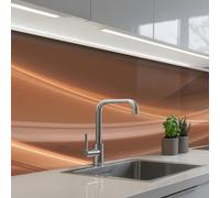 KitchenYeah© Crédence Adhésive Cuisine 80x200 cm Résistant À La Chaleur Plaque Adhesif Fond De Hotte Interieur Cuisson Sur Mesure Vagues - Abstrait - Brun