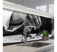 KitchenYeah© Crédence Adhésive Cuisine 80x250 cm Résistant À La Chaleur Plaque Adhesif Fond De Hotte Interieur Cuisson Sur Mesure Chef - garniture - plat