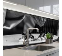 KitchenYeah© Crédence Adhésive Cuisine 80x300 cm Résistant À La Chaleur Plaque Adhesif Fond De Hotte Interieur Cuisson Sur Mesure Chef - garniture - plat
