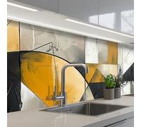 KitchenYeah© Crédence Adhésive Cuisine 80x300 cm Résistant À La Chaleur Plaque Adhesif Fond De Hotte Interieur Cuisson Sur Mesure Art - Or - Gris - Moderne