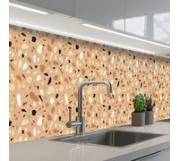 KitchenYeah© Crédence Adhésive Cuisine 80x500 cm Résistant À La Chaleur Plaque Adhesif Fond De Hotte Interieur Cuisson Sur Mesure Terrazzo - Motif - Coloré - Orange