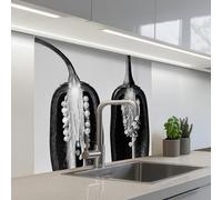 KitchenYeah© Crédence Adhésive Cuisine 80x80 cm Résistant À La Chaleur Plaque Adhesif Fond De Hotte Interieur Cuisson Sur Mesure Poivrons - Noirs - Blancs - Cadres de semences