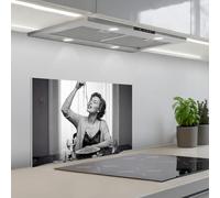 KitchenYeah© Credence Adhesive Pour Cuisine 40x60 cm Panneau Mural Adhesif Fond De Hotte Plaque Pvc Murale Peel And Stick Protege Mur Femme - Spaghetti - Noir - Blanc