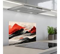 KitchenYeah© Credence Adhesive Pour Cuisine 40x60 cm Panneau Mural Adhesif Fond De Hotte Plaque Pvc Murale Peel And Stick Protege Mur Art - Montagnes - Rouge - Blanc - Noir