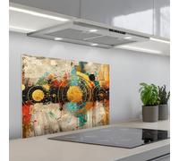 KitchenYeah© Credence Adhesive Pour Cuisine 50x70 cm Panneau Mural Adhesif Fond De Hotte Plaque Pvc Murale Peel And Stick Protege Mur Abstrait - Art - Or - Moderne