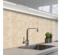 KitchenYeah© Credence Adhesive Pour Cuisine 60x100 cm Panneau Mural Adhesif Fond De Hotte Plaque Pvc Murale Peel And Stick Protege Mur Marbre - Carreaux - Beige
