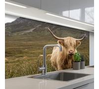 KitchenYeah© Credence Adhesive Pour Cuisine 60x100 cm Panneau Mural Adhesif Fond De Hotte Plaque Pvc Murale Peel And Stick Protege Mur Scotch highlander - Bergen - Champ d'herbe