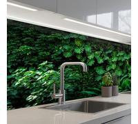 KitchenYeah© Credence Adhesive Pour Cuisine 60x150 cm Panneau Mural Adhesif Fond De Hotte Plaque Pvc Murale Peel And Stick Protege Mur Nature - Forêt - Vert - Monstera