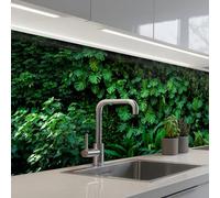 KitchenYeah© Credence Adhesive Pour Cuisine 60x200 cm Panneau Mural Adhesif Fond De Hotte Plaque Pvc Murale Peel And Stick Protege Mur Nature - Forêt - Vert - Monstera