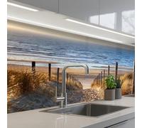 KitchenYeah© Credence Adhesive Pour Cuisine 60x200 cm Panneau Mural Adhesif Fond De Hotte Plaque Pvc Murale Peel And Stick Protege Mur Plage - Mer - Pays-Bas - Dunes - Soleil
