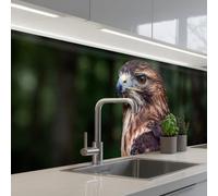 KitchenYeah© Credence Adhesive Pour Cuisine 60x200 cm Panneau Mural Adhesif Fond De Hotte Plaque Pvc Murale Peel And Stick Protege Mur Buse - Rapace - Nature - Marron