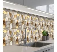 KitchenYeah© Credence Adhesive Pour Cuisine 60x300 cm Panneau Mural Adhesif Fond De Hotte Plaque Pvc Murale Peel And Stick Protege Mur Mosaïque - Marbre - Or