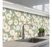 KitchenYeah© Credence Adhesive Pour Cuisine 60x300 cm Panneau Mural Adhesif Fond De Hotte Plaque Pvc Murale Peel And Stick Protege Mur Fleur - Art nouveau - Design