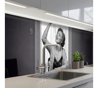 KitchenYeah© Credence Adhesive Pour Cuisine 60x300 cm Panneau Mural Adhesif Fond De Hotte Plaque Pvc Murale Peel And Stick Protege Mur Femme - Spaghetti - Noir - Blanc