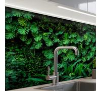 KitchenYeah© Credence Adhesive Pour Cuisine 60x80 cm Panneau Mural Adhesif Fond De Hotte Plaque Pvc Murale Peel And Stick Protege Mur Nature - Forêt - Vert - Monstera