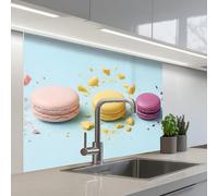KitchenYeah© Credence Adhesive Pour Cuisine 80x100 cm Panneau Mural Adhesif Fond De Hotte Plaque Pvc Murale Peel And Stick Protege Mur Macarons - Colorés - Pastel
