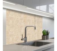 KitchenYeah© Credence Adhesive Pour Cuisine 80x100 cm Panneau Mural Adhesif Fond De Hotte Plaque Pvc Murale Peel And Stick Protege Mur Marbre - Carreaux - Beige