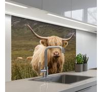KitchenYeah© Credence Adhesive Pour Cuisine 80x100 cm Panneau Mural Adhesif Fond De Hotte Plaque Pvc Murale Peel And Stick Protege Mur Scotch highlander - Bergen - Champ d'herbe