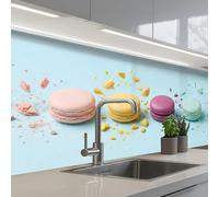 KitchenYeah© Credence Adhesive Pour Cuisine 80x150 cm Panneau Mural Adhesif Fond De Hotte Plaque Pvc Murale Peel And Stick Protege Mur Macarons - Colorés - Pastel
