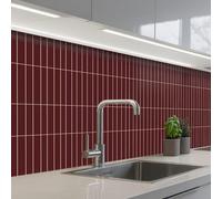 KitchenYeah© Credence Adhesive Pour Cuisine 80x150 cm Panneau Mural Adhesif Fond De Hotte Plaque Pvc Murale Peel And Stick Protege Mur Lignes - Motif - Bordeaux