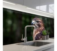 KitchenYeah© Credence Adhesive Pour Cuisine 80x200 cm Panneau Mural Adhesif Fond De Hotte Plaque Pvc Murale Peel And Stick Protege Mur Buse - Rapace - Nature - Marron