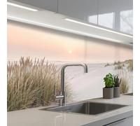 KitchenYeah© Credence Adhesive Pour Cuisine 80x250 cm Panneau Mural Adhesif Fond De Hotte Plaque Pvc Murale Peel And Stick Protege Mur Horizon - Paysage de dunes - Sable