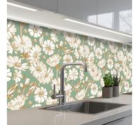 KitchenYeah© Credence Adhesive Pour Cuisine 80x300 cm Panneau Mural Adhesif Fond De Hotte Plaque Pvc Murale Peel And Stick Protege Mur Fleur - Art nouveau - Design