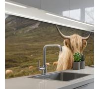 KitchenYeah© Credence Adhesive Pour Cuisine 80x300 cm Panneau Mural Adhesif Fond De Hotte Plaque Pvc Murale Peel And Stick Protege Mur Scotch highlander - Bergen - Champ d'herbe