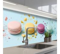 KitchenYeah© Credence Adhesive Pour Cuisine 80x300 cm Panneau Mural Adhesif Fond De Hotte Plaque Pvc Murale Peel And Stick Protege Mur Macarons - Colorés - Pastel