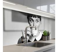 KitchenYeah© Credence Adhesive Pour Cuisine 80x300 cm Panneau Mural Adhesif Fond De Hotte Plaque Pvc Murale Peel And Stick Protege Mur Portrait - Thé - Femme