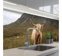 KitchenYeah© Credence Adhesive Pour Cuisine 80x400 cm Panneau Mural Adhesif Fond De Hotte Plaque Pvc Murale Peel And Stick Protege Mur Scotch highlander - Bergen - Champ d'herbe