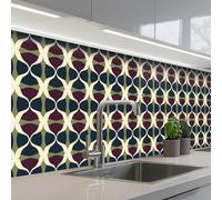 KitchenYeah© Credence Adhesive Pour Cuisine 80x400 cm Panneau Mural Adhesif Fond De Hotte Plaque Pvc Murale Peel And Stick Protege Mur Abstrait - Rétro - Coloré