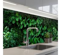 KitchenYeah© Credence Adhesive Pour Cuisine 80x500 cm Panneau Mural Adhesif Fond De Hotte Plaque Pvc Murale Peel And Stick Protege Mur Nature - Forêt - Vert - Monstera