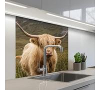 KitchenYeah© Credence Adhesive Pour Cuisine 80x80 cm Panneau Mural Adhesif Fond De Hotte Plaque Pvc Murale Peel And Stick Protege Mur Scotch highlander - Bergen - Champ d'herbe