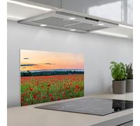 KitchenYeah© Crédence Adhésive Résistant À La Chaleur 40x60 cm Protection Mur Cuisine Panneaux Muraux Adhesif Panneau Decoratif Interieur Coquelicots - Paysage - Rouge - Fleurs