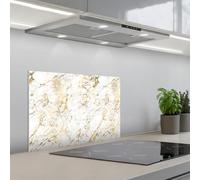 KitchenYeah© Crédence Adhésive Résistant À La Chaleur 40x60 cm Protection Mur Cuisine Panneaux Muraux Adhesif Panneau Decoratif Interieur Éclats d'or - Blanc - Marbre