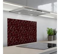 KitchenYeah© Crédence Adhésive Résistant À La Chaleur 50x70 cm Protection Mur Cuisine Panneaux Muraux Adhesif Panneau Decoratif Interieur Mosaïque - Carrelage - Rouge bourgogne